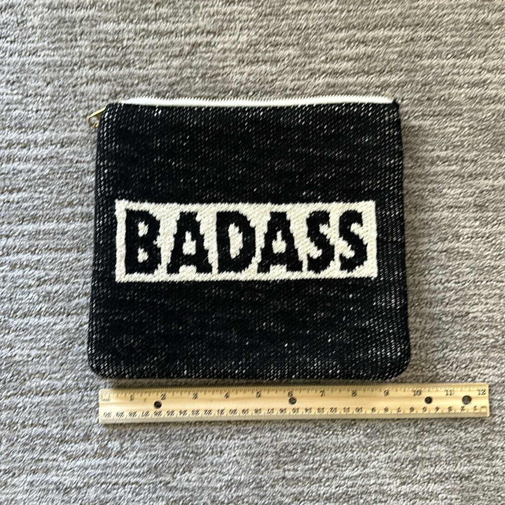 Badass Black & White Cotton Zip Pouch - Women Bags